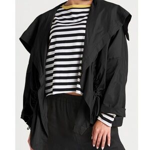Planet Womens Black Throughline nylon drawstring long sleeve jacket OS